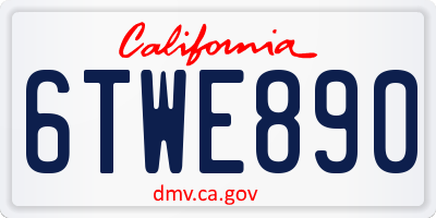 CA license plate 6TWE890