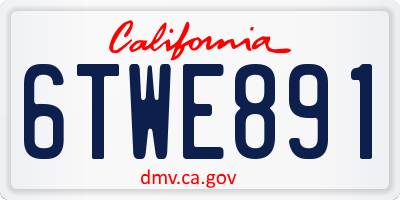 CA license plate 6TWE891