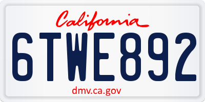 CA license plate 6TWE892