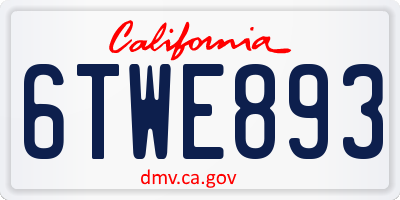 CA license plate 6TWE893
