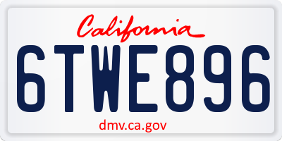 CA license plate 6TWE896