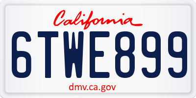 CA license plate 6TWE899