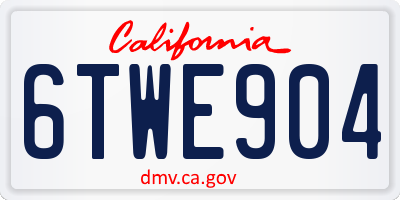 CA license plate 6TWE904