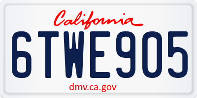CA license plate 6TWE905