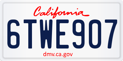 CA license plate 6TWE907