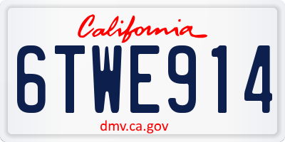 CA license plate 6TWE914