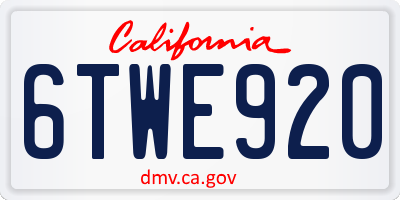 CA license plate 6TWE920