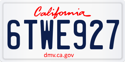 CA license plate 6TWE927