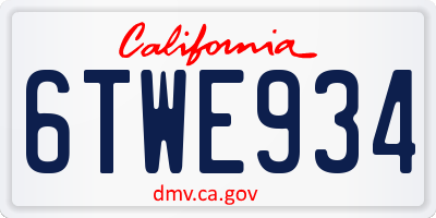 CA license plate 6TWE934