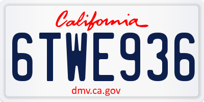 CA license plate 6TWE936