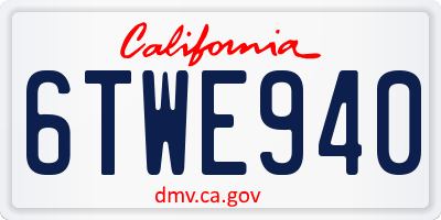 CA license plate 6TWE940
