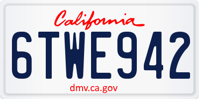 CA license plate 6TWE942