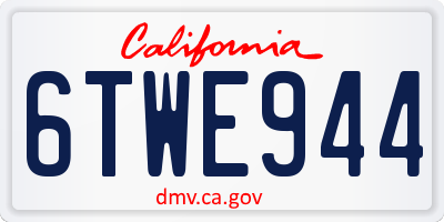 CA license plate 6TWE944