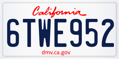 CA license plate 6TWE952