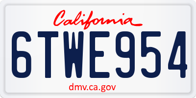 CA license plate 6TWE954