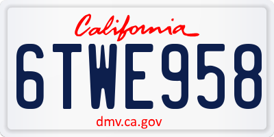 CA license plate 6TWE958