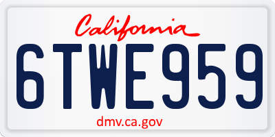 CA license plate 6TWE959