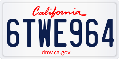 CA license plate 6TWE964