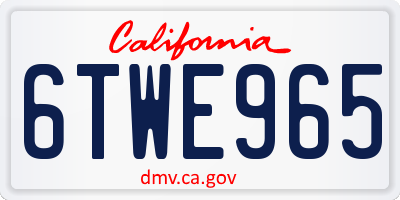 CA license plate 6TWE965