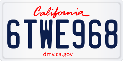 CA license plate 6TWE968