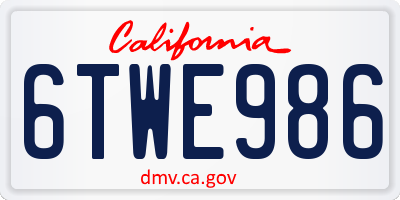 CA license plate 6TWE986