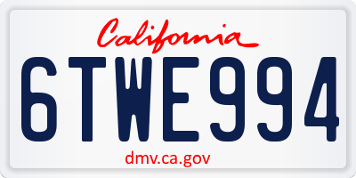 CA license plate 6TWE994