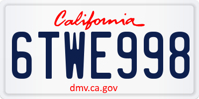 CA license plate 6TWE998
