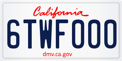 CA license plate 6TWF000