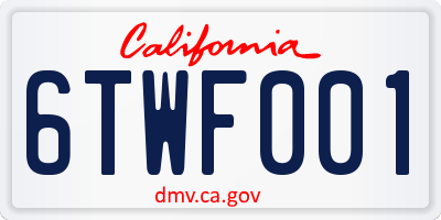 CA license plate 6TWF001