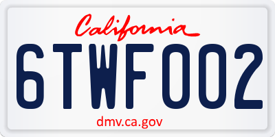 CA license plate 6TWF002