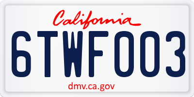 CA license plate 6TWF003