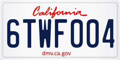 CA license plate 6TWF004