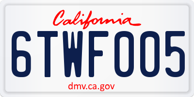 CA license plate 6TWF005