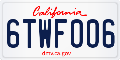 CA license plate 6TWF006