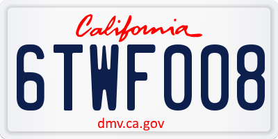 CA license plate 6TWF008