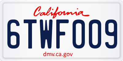 CA license plate 6TWF009