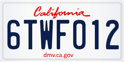CA license plate 6TWF012