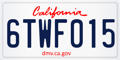 CA license plate 6TWF015