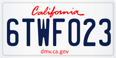 CA license plate 6TWF023