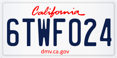 CA license plate 6TWF024