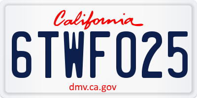 CA license plate 6TWF025