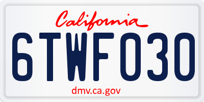 CA license plate 6TWF030