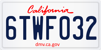 CA license plate 6TWF032