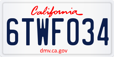 CA license plate 6TWF034