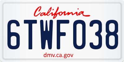 CA license plate 6TWF038