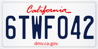 CA license plate 6TWF042