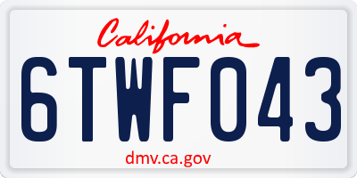 CA license plate 6TWF043