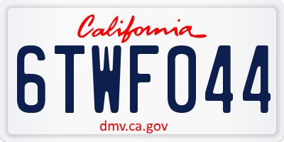 CA license plate 6TWF044