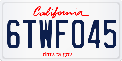 CA license plate 6TWF045