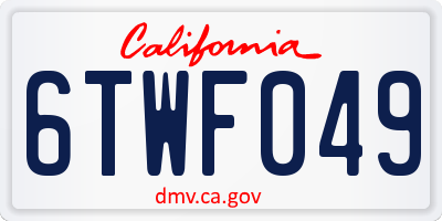 CA license plate 6TWF049